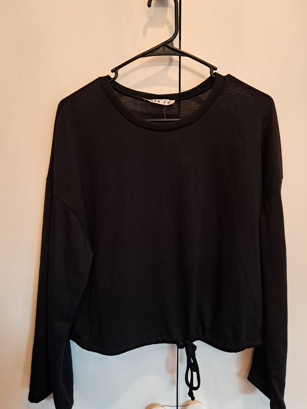 love J Black Long-Sleeve Drawstring Hem Sweatshirt